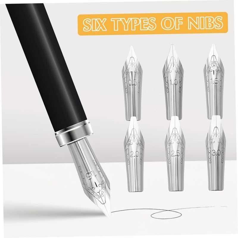 NUOBESTY 30 Pcs Fountain Pen Nibs, Stainless Steel Calligraphy Pen Nibs, Replacement Nibs for Fountain Pens, 6 Sizes (0.5+1+1.5+2+2.5+3), Smooth Ink Flow, Ideal for Students and Artists - Image 5